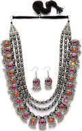 Fashion Women's Latest Stylish Fancy Oxidised Tribal Necklace Jewellery Set